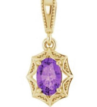 Load image into Gallery viewer, A pendant, 14kt rose gold 6x4mm natural amethyst