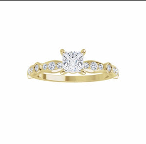 Bridal set natural diamonds engagement ring & band