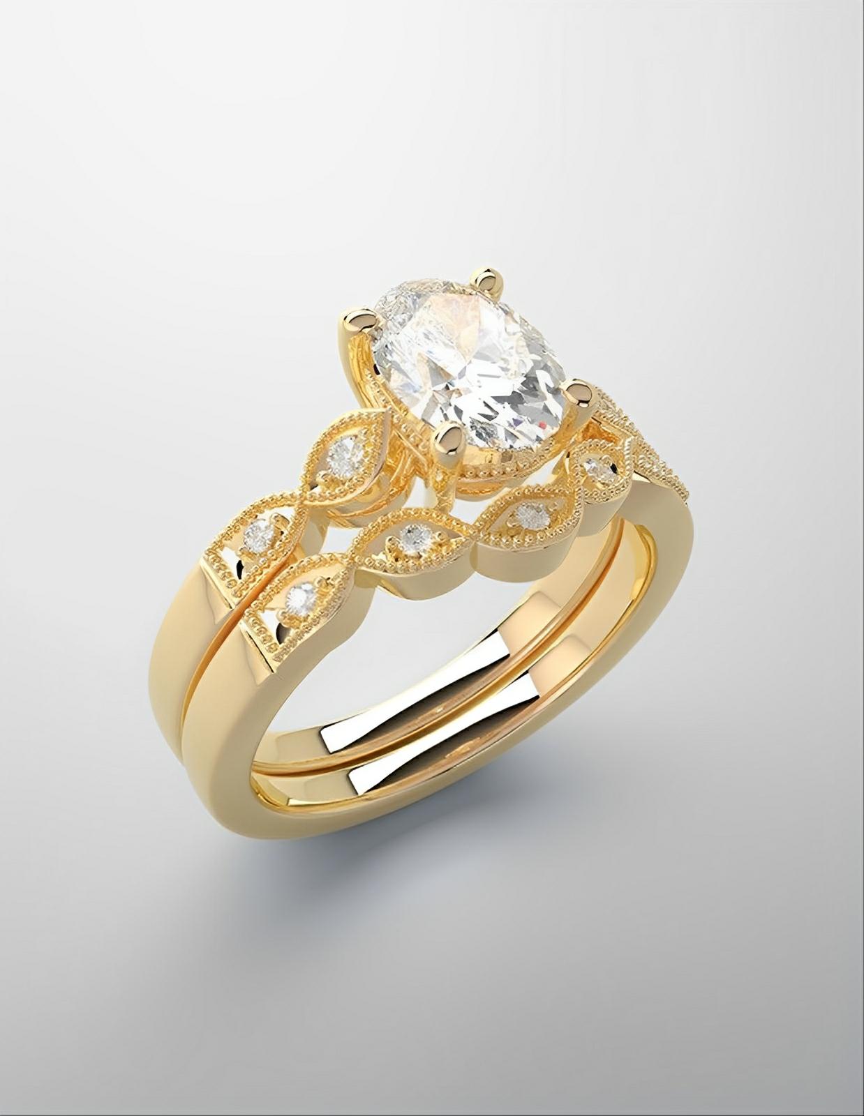 14kt yellow gold ring with oval cut & 1/2ctw natural diamond