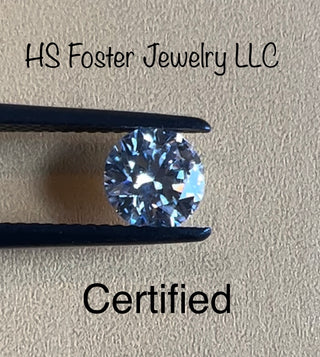 Moissanite, 1.00ct certified 6.5mm. FREE SHIPPING!