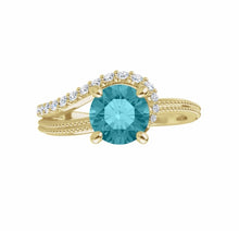 Load image into Gallery viewer, Color gem ring, 14kt rose gold aquamarine &amp; diamonds