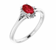 Load image into Gallery viewer, Color gem ring imitation ruby 6 grown diamond