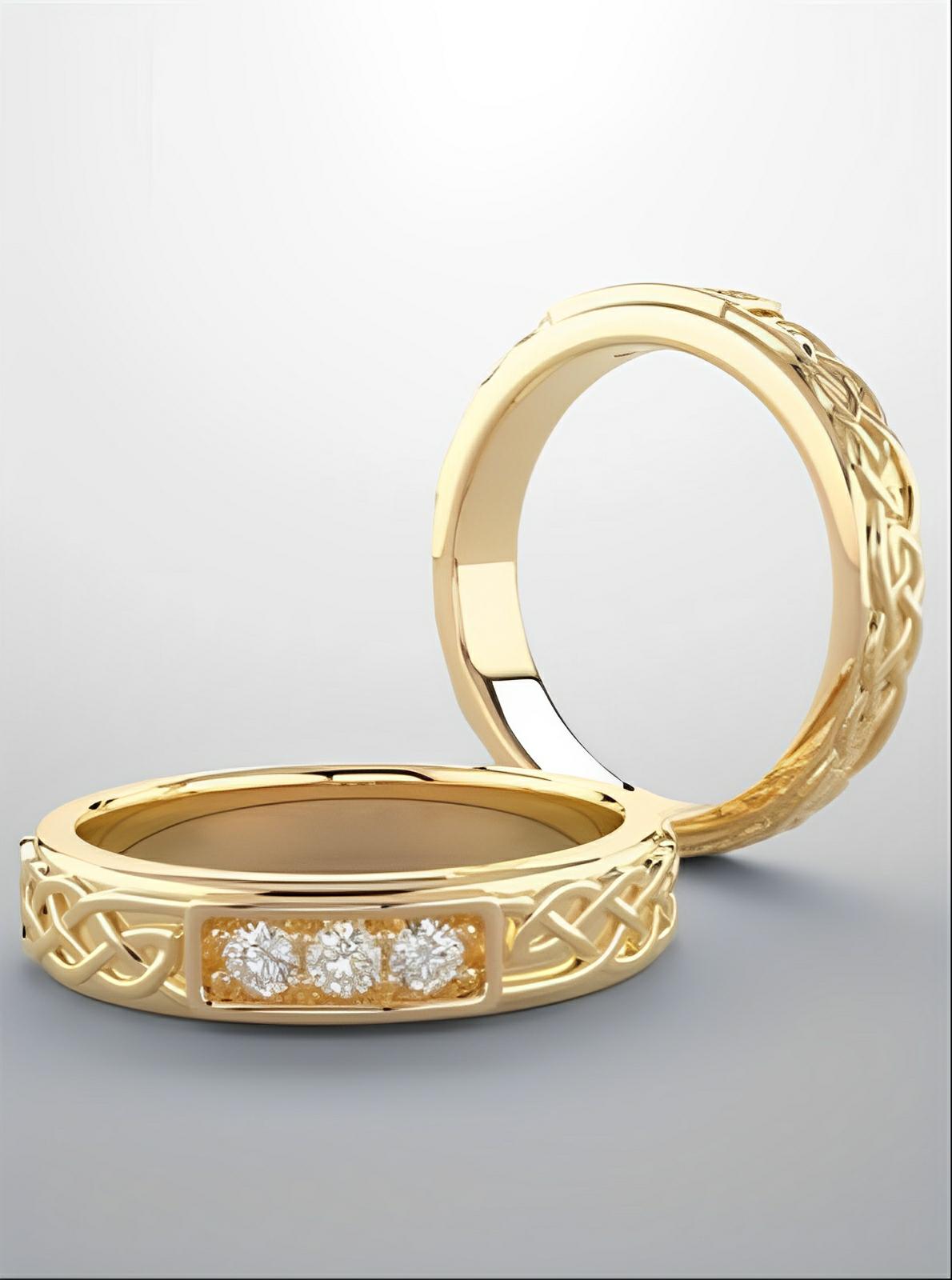Yellow gold wedding band with 1/3ctw diamonds