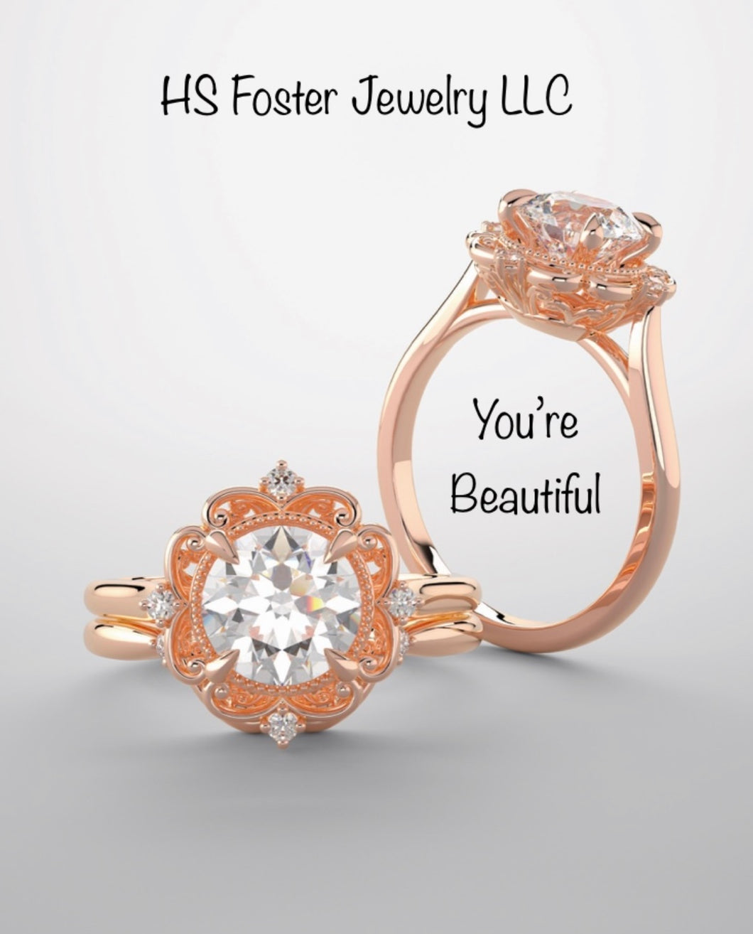Rose gold ring with natural diamonds.