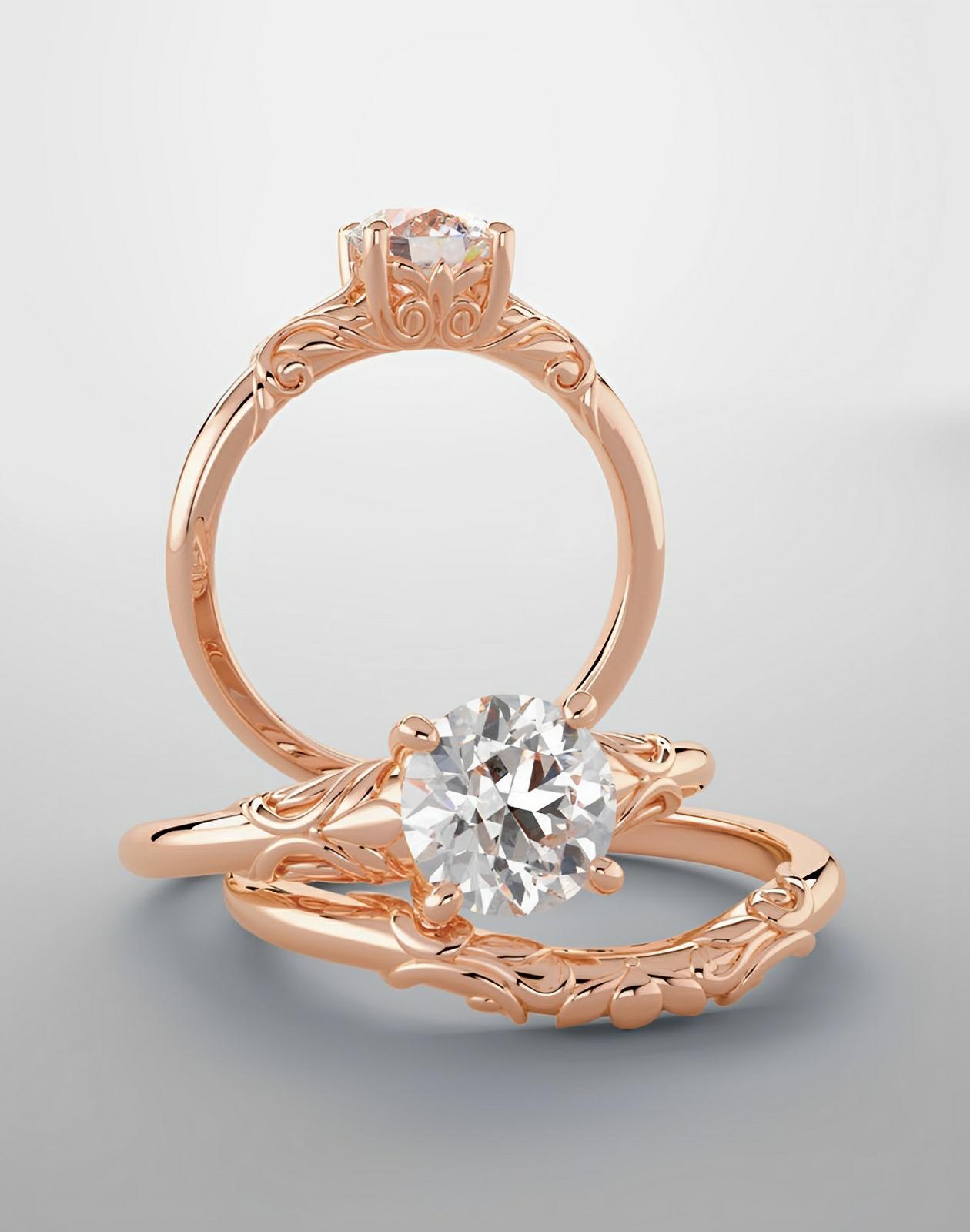 Bridal set rose gold and diamond