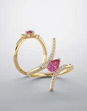 Load image into Gallery viewer, Color gem ring yellow gold ruby diamond