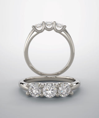 Diamond band 3 stone ring, white gold & lab grown diamonds