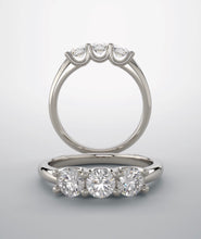 Load image into Gallery viewer, Diamond band 3 stone ring, white gold &amp; lab grown diamonds