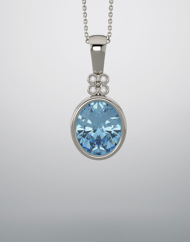 Color gem pendant continuum silver aquamarine