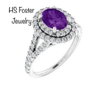 Load image into Gallery viewer, Yellow gold ring featuring Amethyst and Natural Diamonds .