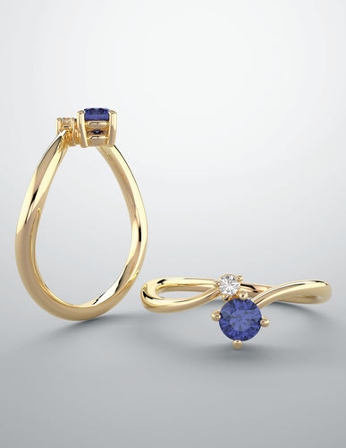 Color gem ring imitation blue sapphire lab grown diamond