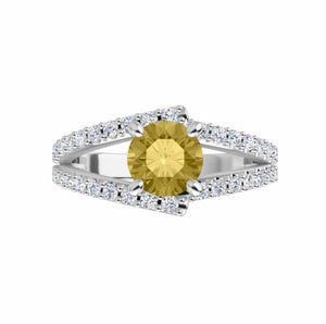 Color gem ring yellow sapphire & natural diamonds