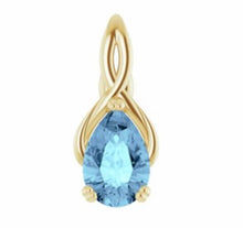 Load image into Gallery viewer, Color gem pendant, white gold and imitation aquamarine