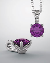Load image into Gallery viewer, A pendant, 14kt white gold amethyst &amp; diamonds