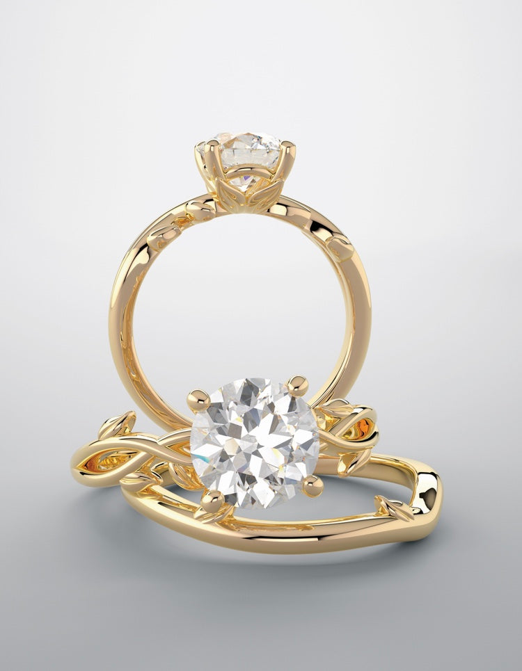 Bridal set, yellow gold and diamond