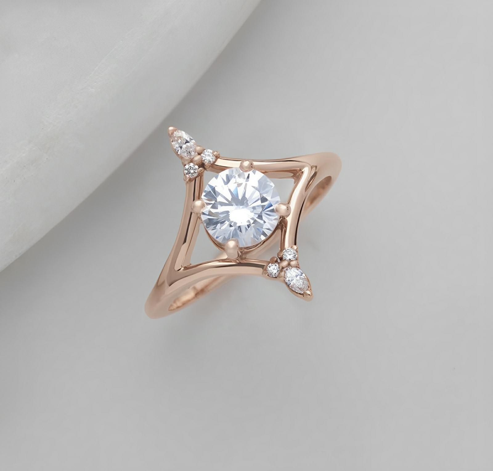 14kt rose gold ring featuring 0.70ct lab grown diamonds