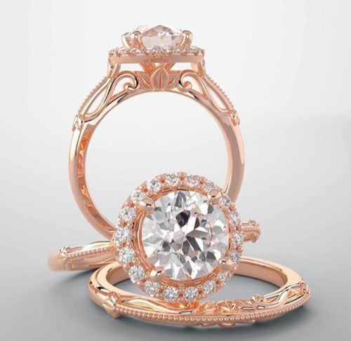 Bridal set 14kt rose gold lab grown diamonds