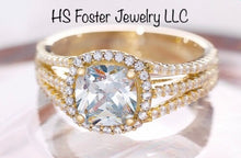 Load image into Gallery viewer, 14kt yellow gold Lab grown cushion cut diamond ring. (Copy)