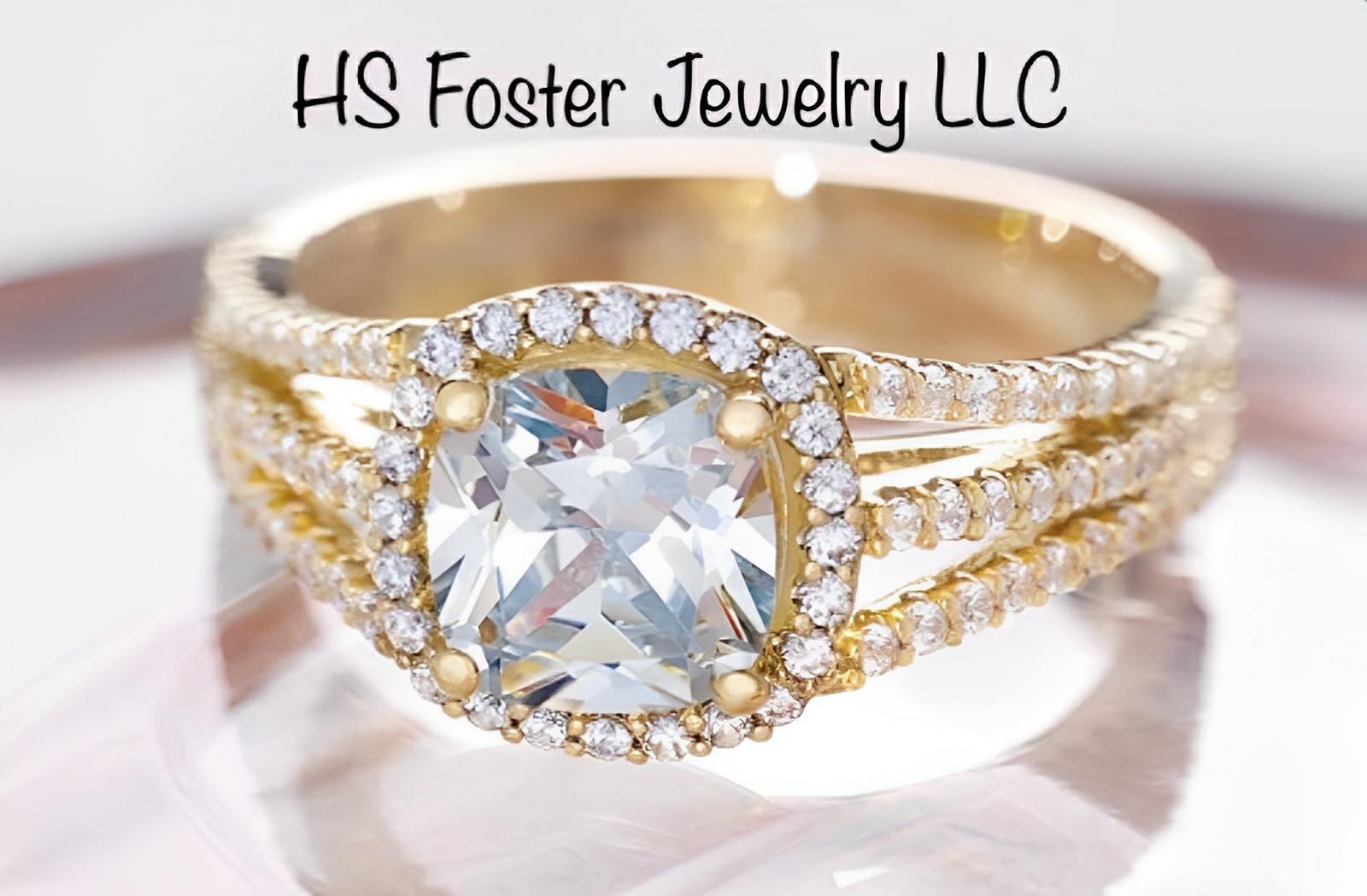 14kt yellow gold Lab grown cushion cut diamond ring.