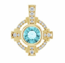 Load image into Gallery viewer, A pendant, rose gold with aquamarine &amp; diamonds