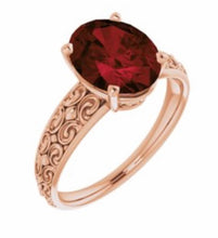 Load image into Gallery viewer, Color gem ring yellow gold garnet color