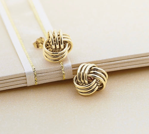 Earrings, knot fashion in yellow gold