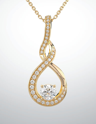 Pendant, yellow gold and lab grown diamonds.