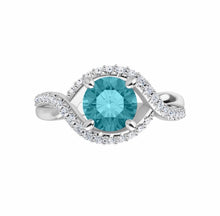 Load image into Gallery viewer, Color gem ring blue zircon and rose gold