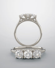 Load image into Gallery viewer, Diamond band 3 stone platinum natural diamonds