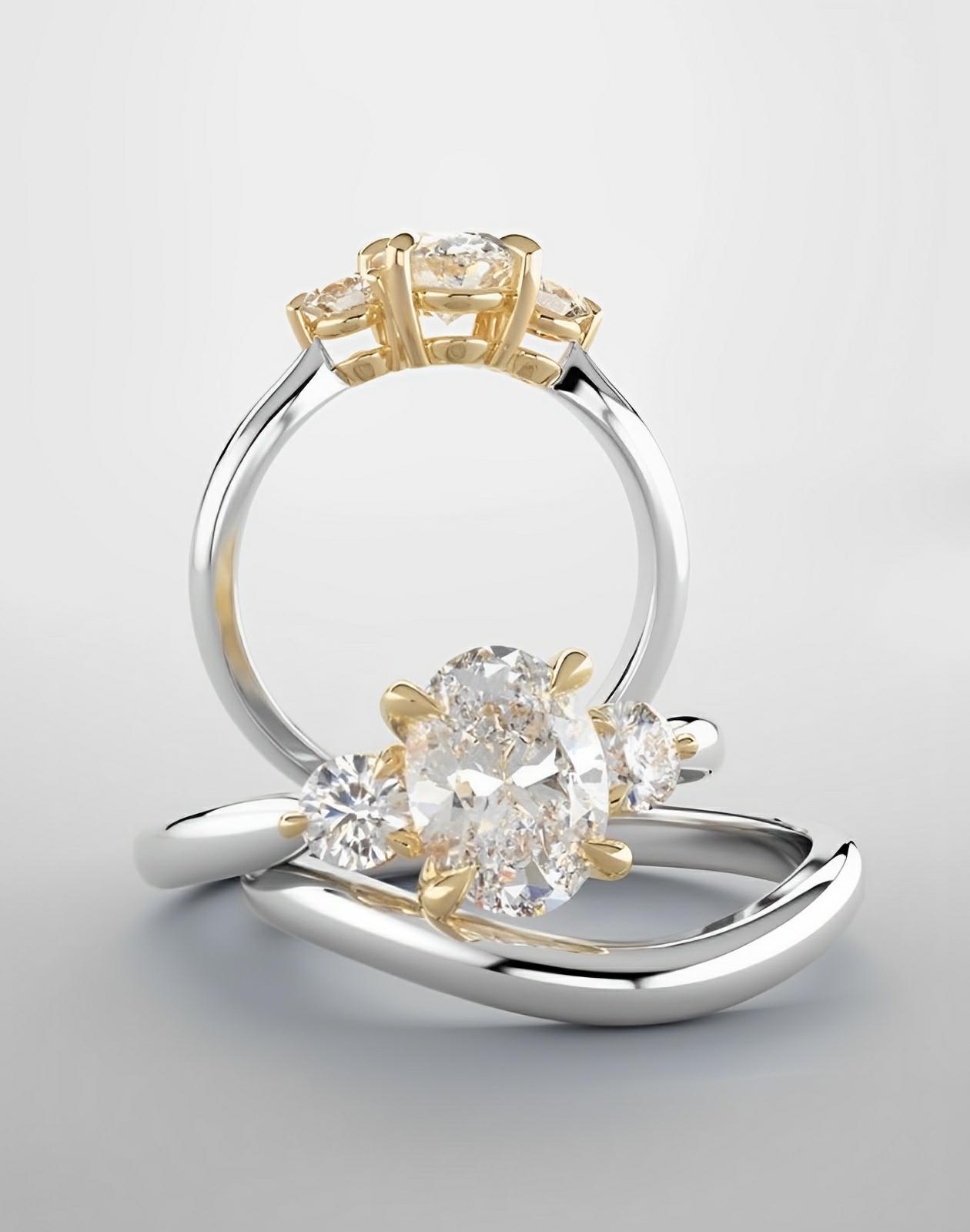 Bridal set engagement white and yellow gold