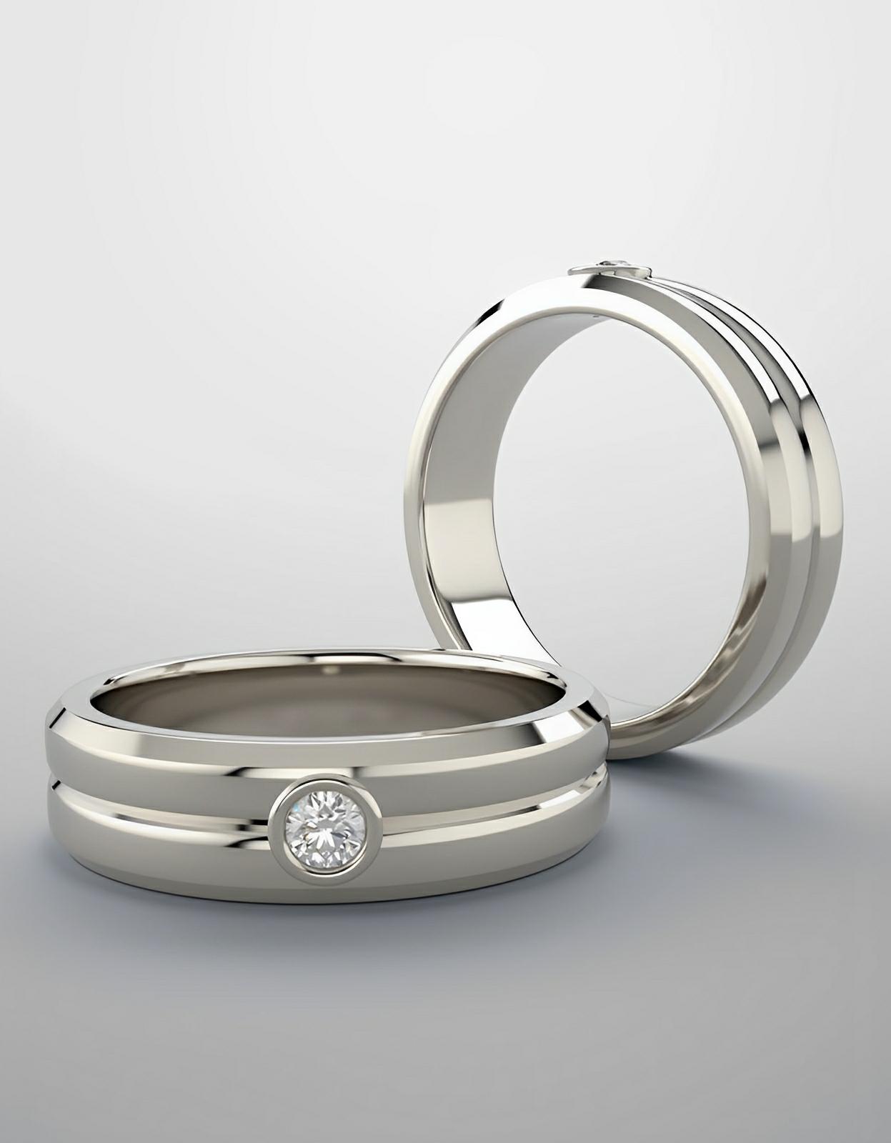 Band continuum silver and 3 mm lab grown diamonds