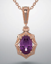 Load image into Gallery viewer, A pendant, 14kt rose gold 6x4mm natural amethyst