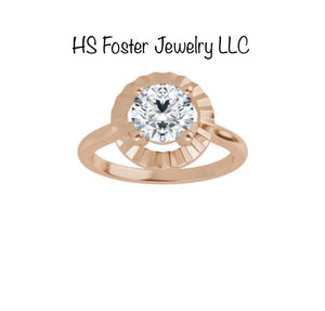 Yellow gold natural diamond ring with halo.