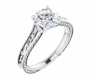 Bridal set, rose gold and diamond engagement ring.