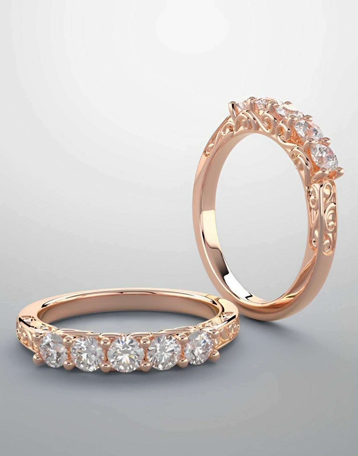 Diamond band, rose gold and lab grown diamonds