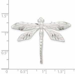 Pin, sterling silver dragon fly