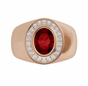 Color gem ring yellow gold with ruby & diamond