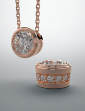 Load image into Gallery viewer, Diamond pendant rose gold bezel set