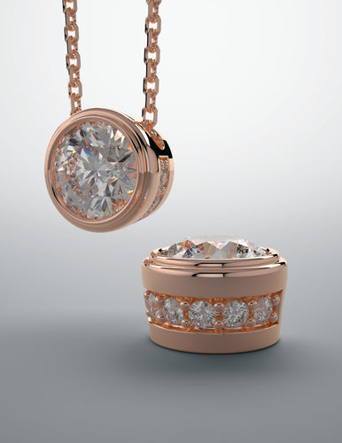 Diamond pendant rose gold bezel set