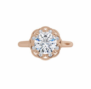 Bridal set engagement ring in yellow gold & natural diamonds.
