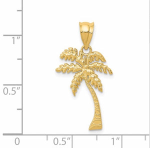 Charm, 14kt yellow gold palm tree.