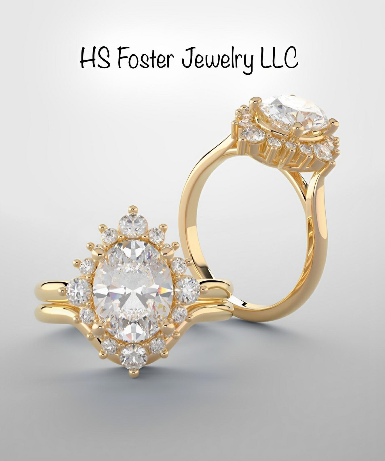Yellow gold bridal set featuring natural diamonds.