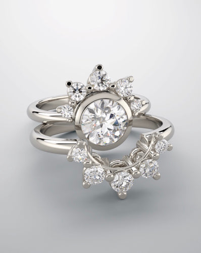 Bridal set ring, white gold & natural diamonds.