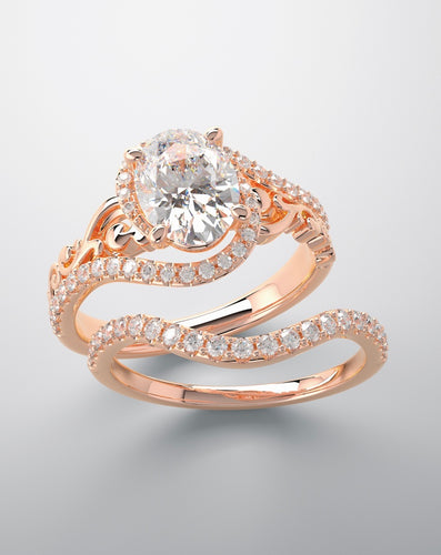 Bridal set, rose gold and lab grown diamonds