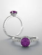 Color gem ring with 6mm purple amethyst & 19 diamonds
