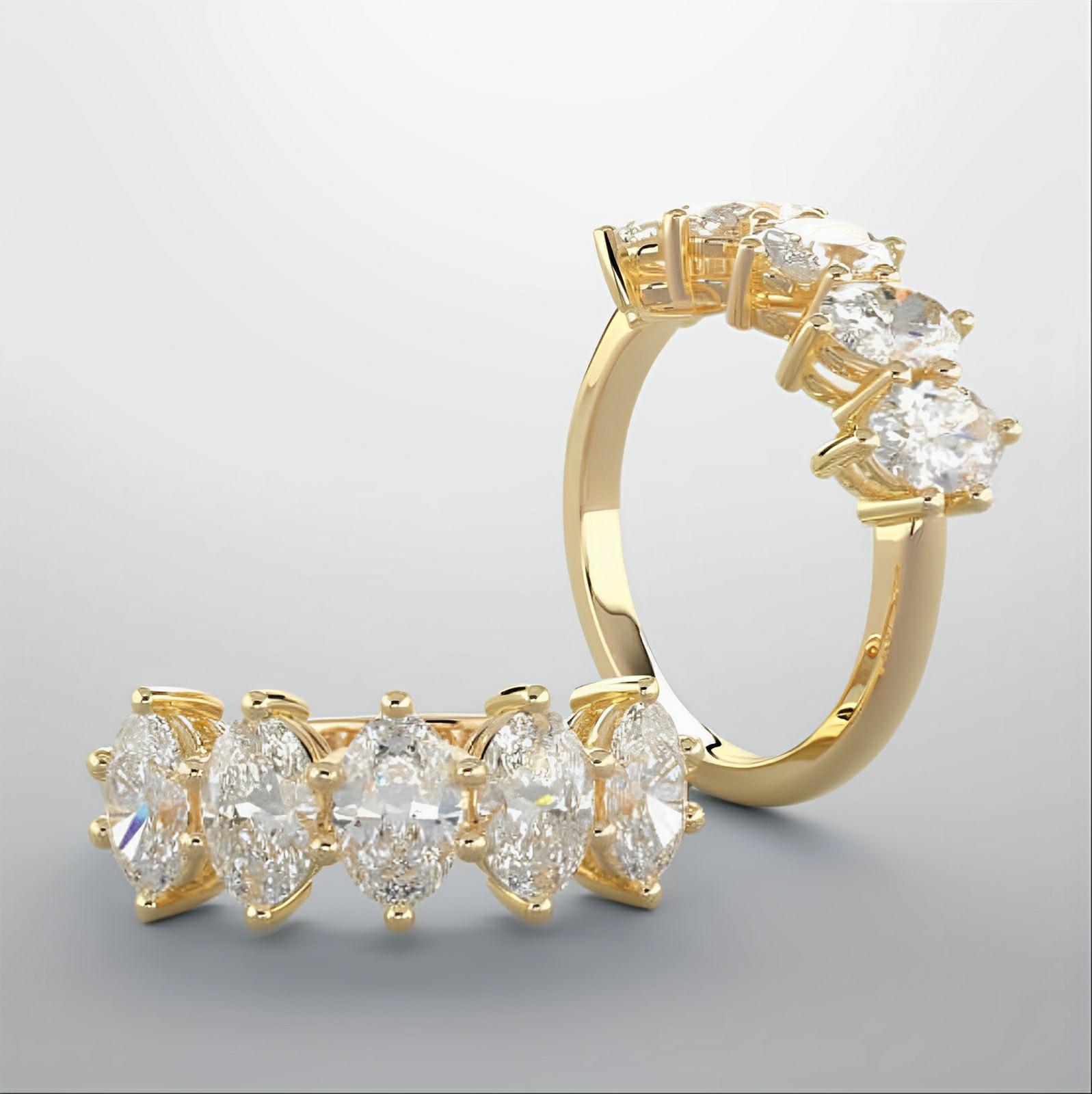 Yellow gold wedding band with 2ctw diamonds