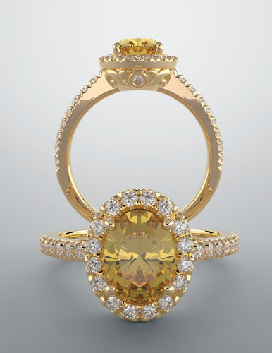 Color gem ring imitation citrine grown diamonds