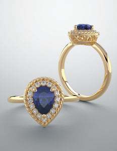 Color gem ring lab created blue sapphire