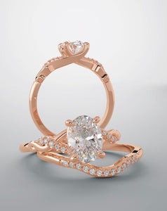 Bridal set, rose gold and diamond