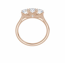 Load image into Gallery viewer, Diamond band, 3 stone ring with white gold and lab diamonds